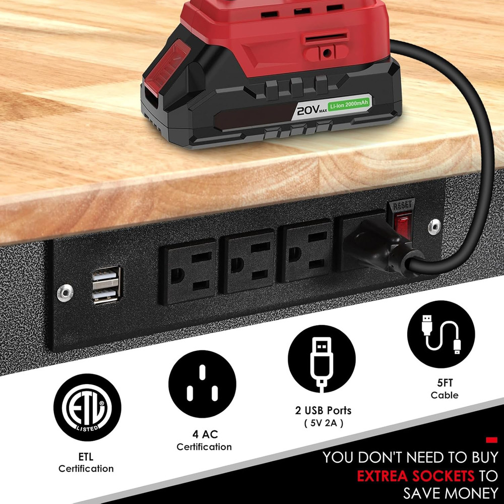 54.3 "Adjustable Workbench with Power Outlet, Heavy Duty 2000 LBS Load Capacity