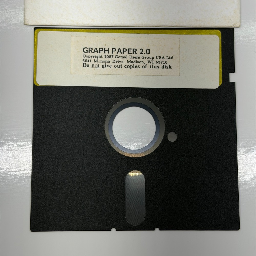 Vintage Commodore 64 Graph Paper 2.0 1987 Comal Users Software 5.25” Floppy Disk