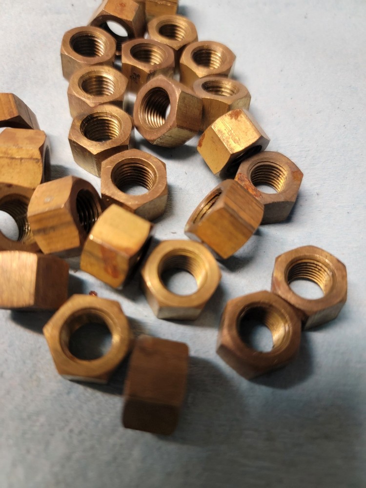3/8"-24 solid Brass Hex Nuts 25 qty