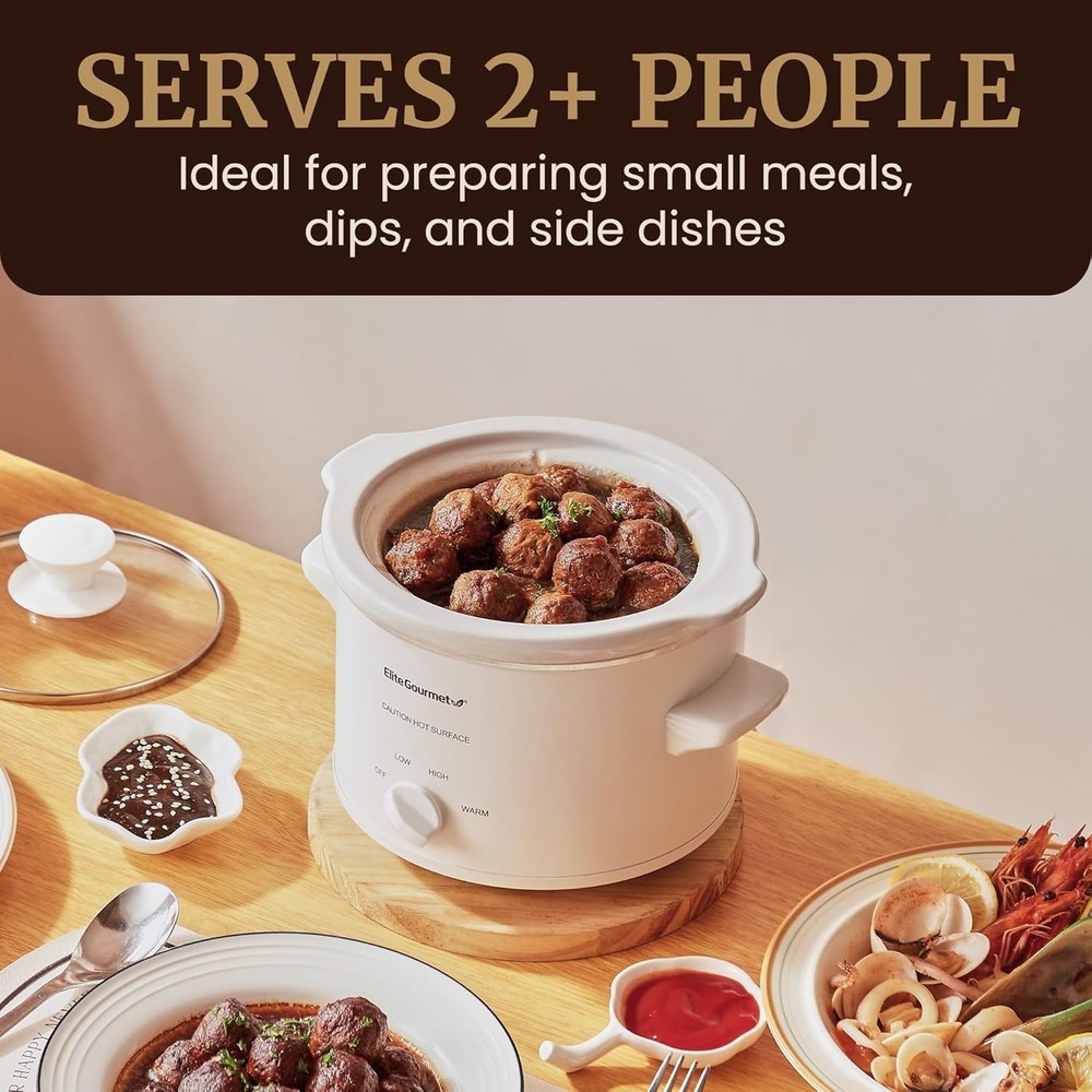 Compact 1.5 Qt Electric Slow Cooker with Adjustable Settings - Easy Clean Design