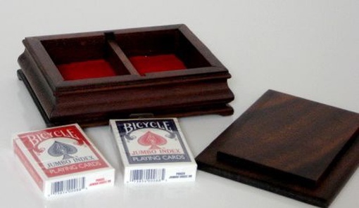 Mahogany two deck playing card case