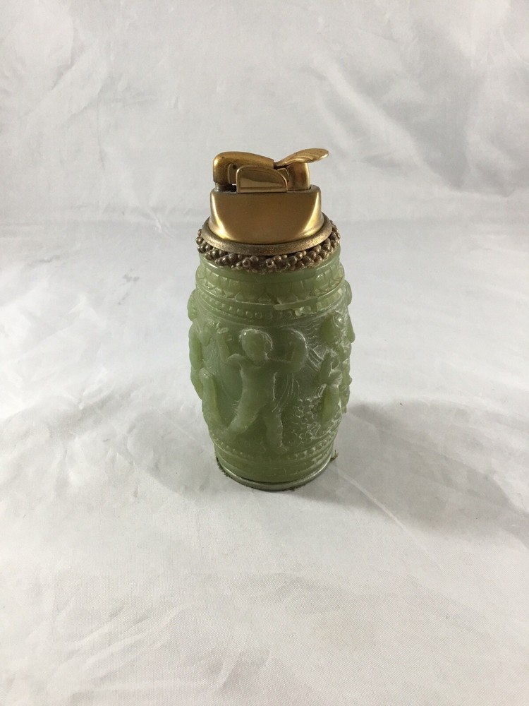 VTG Green Stone and Brass Ligher