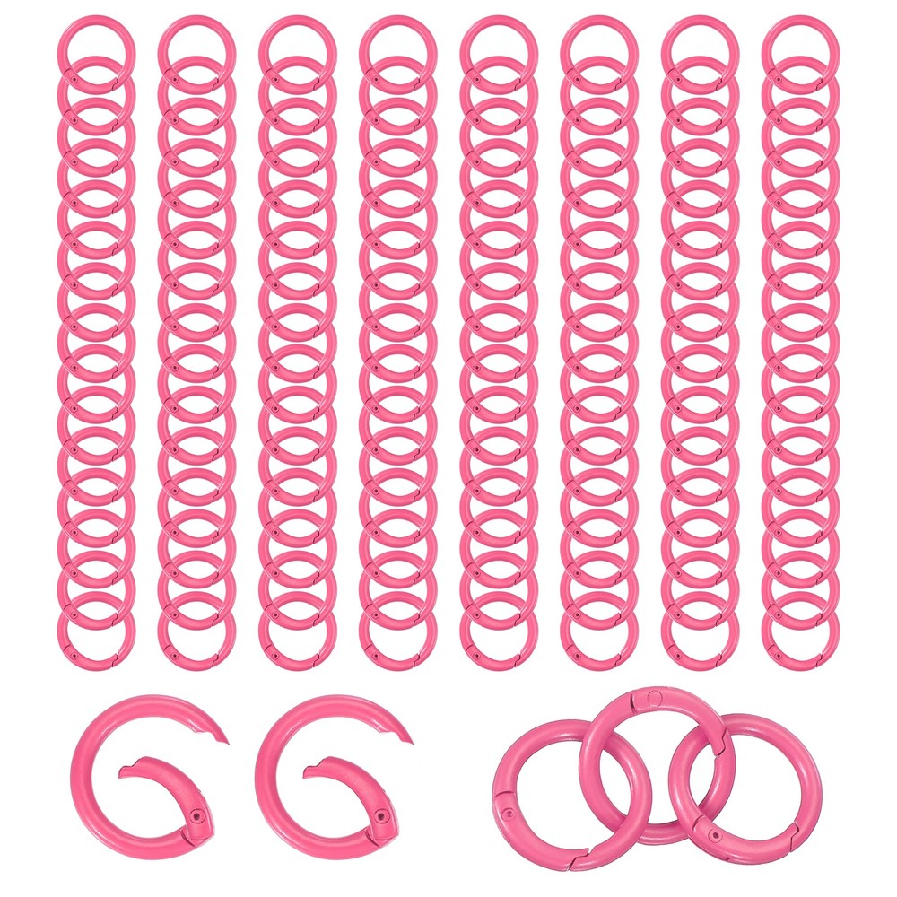 1" Spring O Rings, 120Pcs Snap O Rings Clasp Spring Keyring Buckle Pink