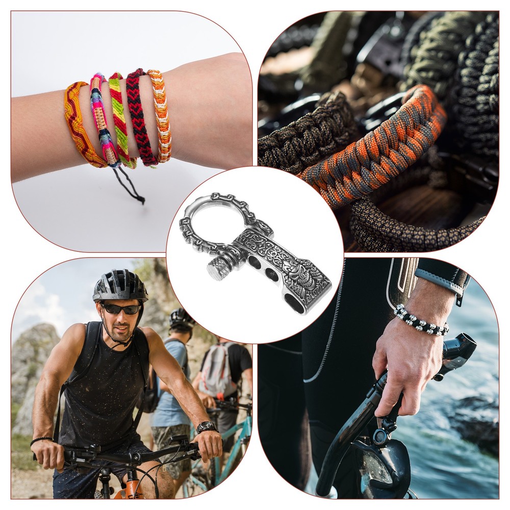 14-Pack Paracord Bracelet Shackle Buckle Pattern Type [Silver, Round Head]