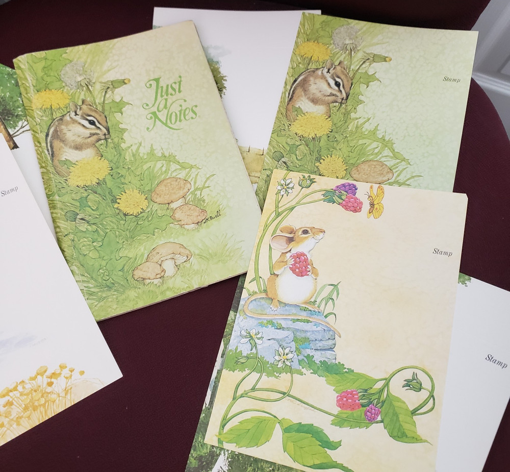 Current Fold Over Notes Stationery Mixed Lot Squirrel Mouse Mushroom Vintage