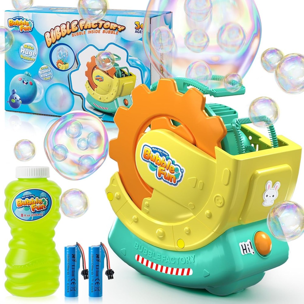 Rechargeable Bubble Machine for Kids – Extra Large Bubbles with Bubble-in-Bubb