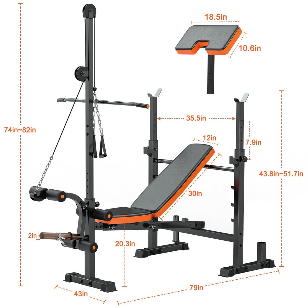 800lbs 8-in-1 Weight Bench – Lat Pulldown
