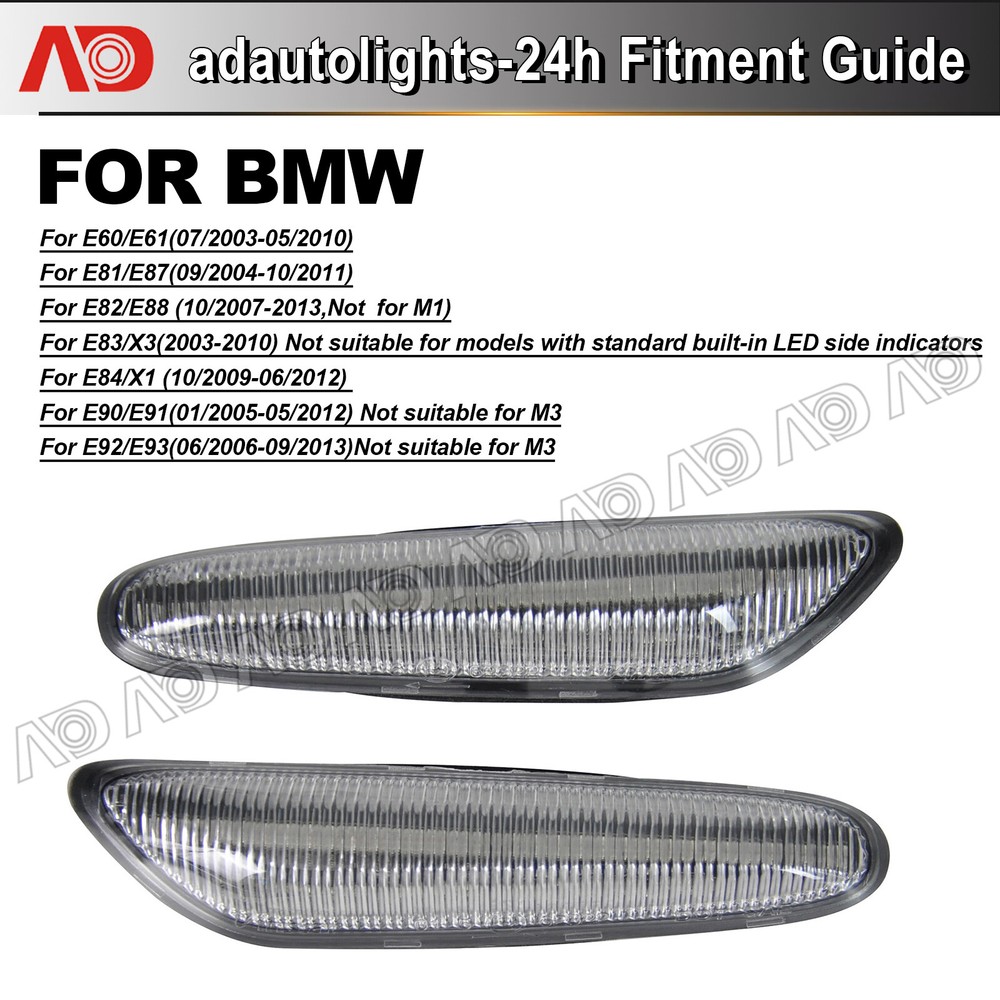 2PC Sequential LED Side Marker Light For BMW E60 E61 E82 E88 E90 E91 E92 E93