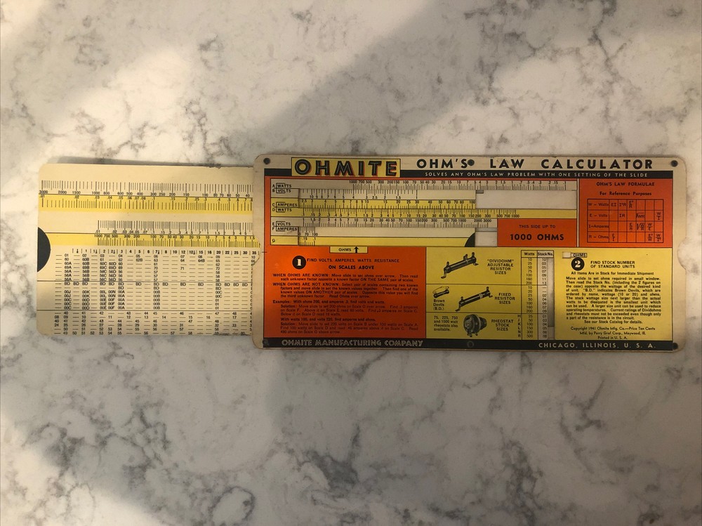 OHMITE Law Calculator. 1941
