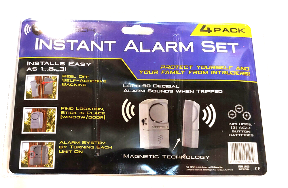CJ Tech 4 Pack Instant Alarm Set - Protect Doors, Windows, And More!!
