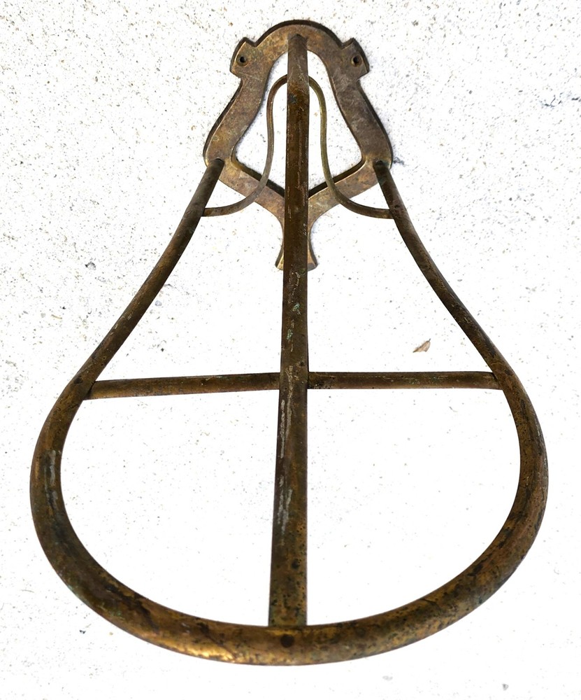 English Horse Saddle Wall Rack Solid Brass Vintage