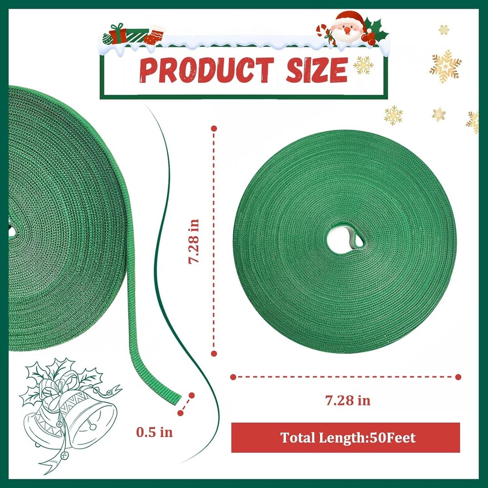 50ft Green Cuttable Garland Cable Tie Roll Decorations