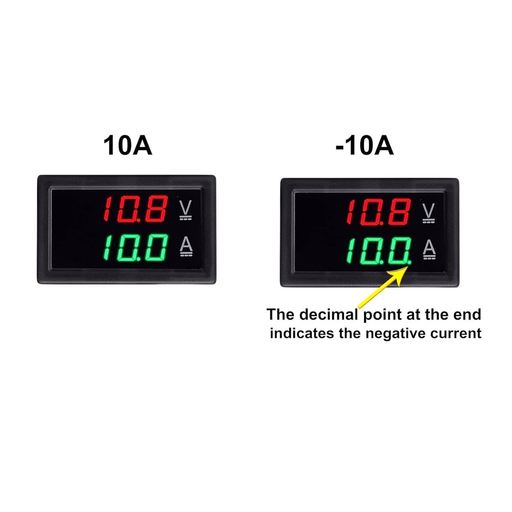 Dual Display Current Voltage Meter 5-100V 100A