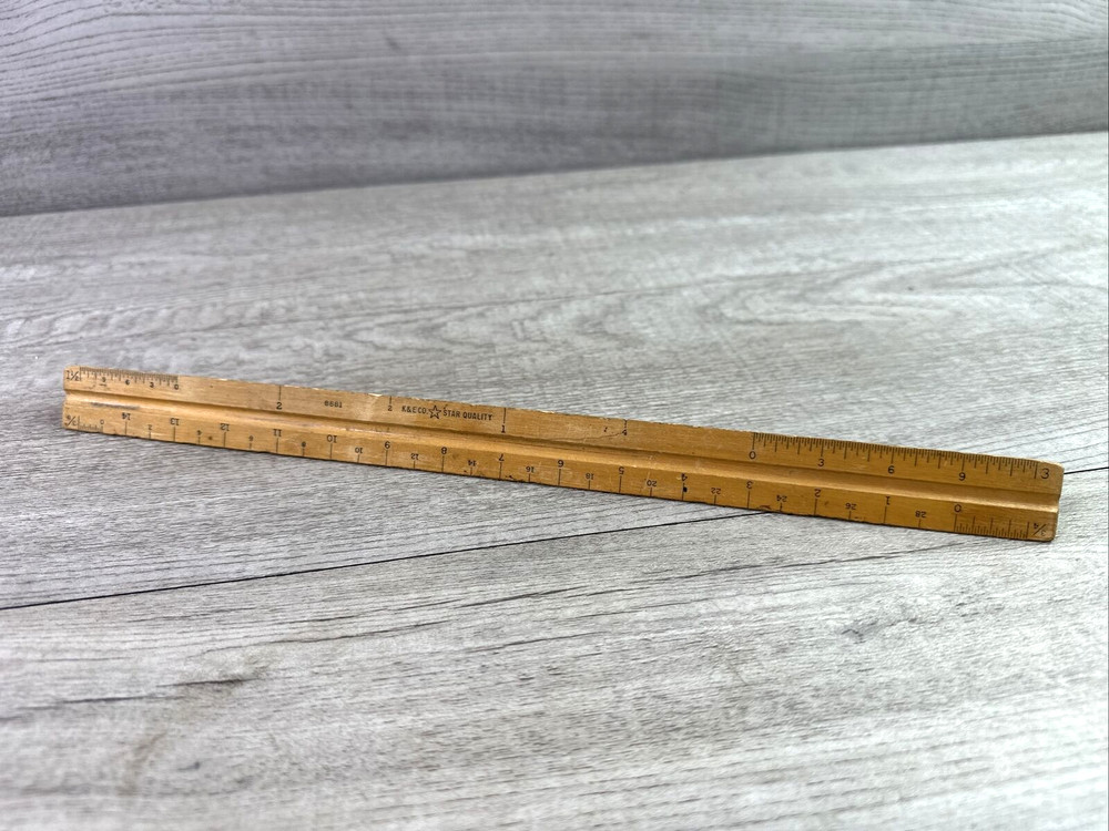 Vintage 12" K&E Co Star Quality Triangular Ruler 8881 Three Sided
