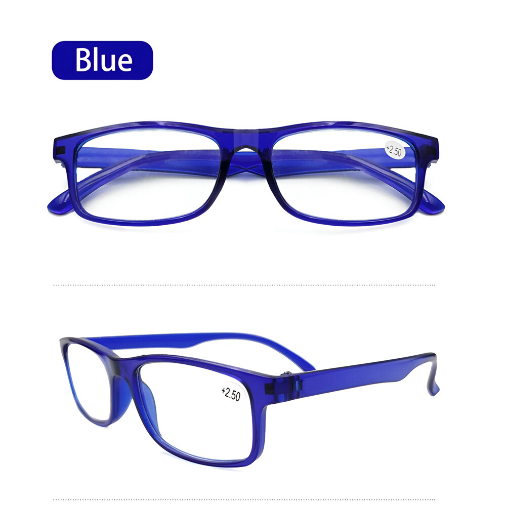 4 PK Mens Rectangular Blue Light Blocking Reading Glasses Spring Hinge Readers