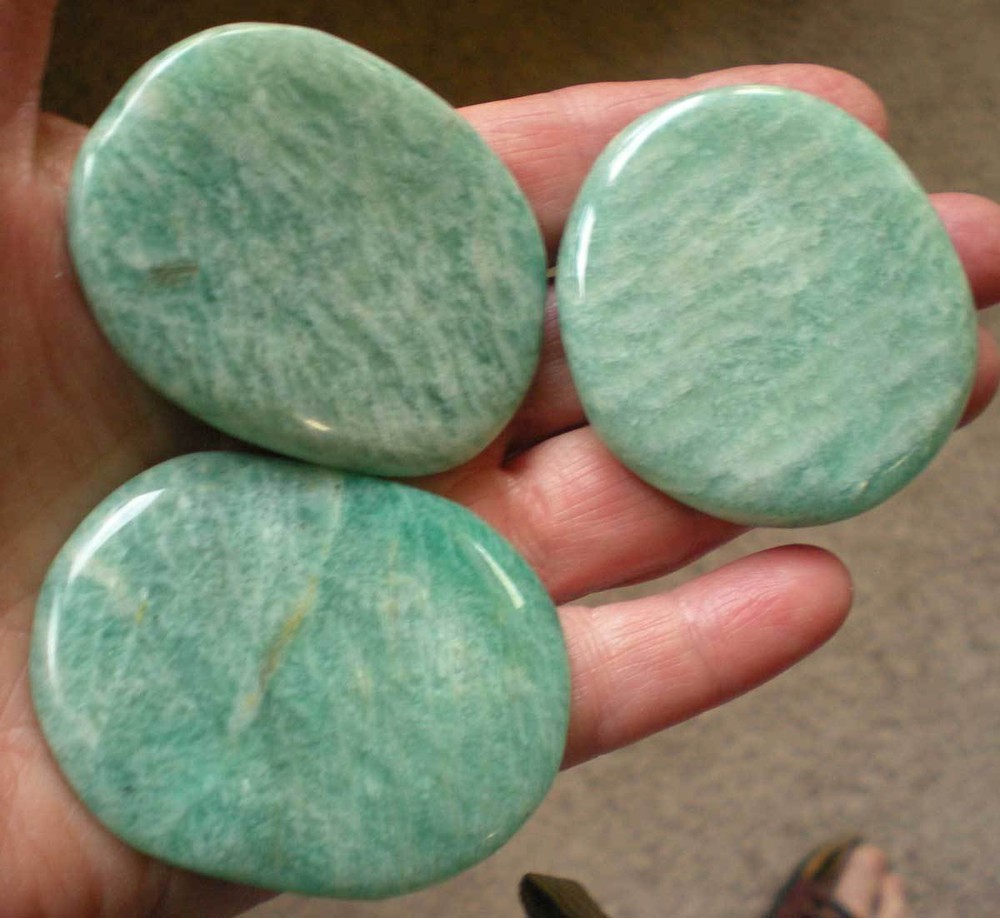 Amazonite  - 3 Flat Palmstones sc921d