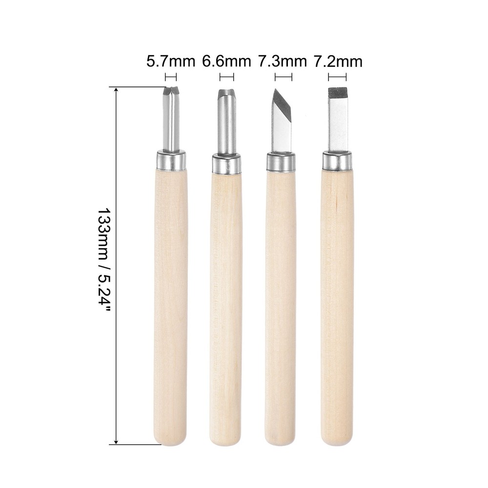 Medium/Big Flat/Triangle/Arc Blade Solid Wood Handle Carving Knife Set (4pcs)