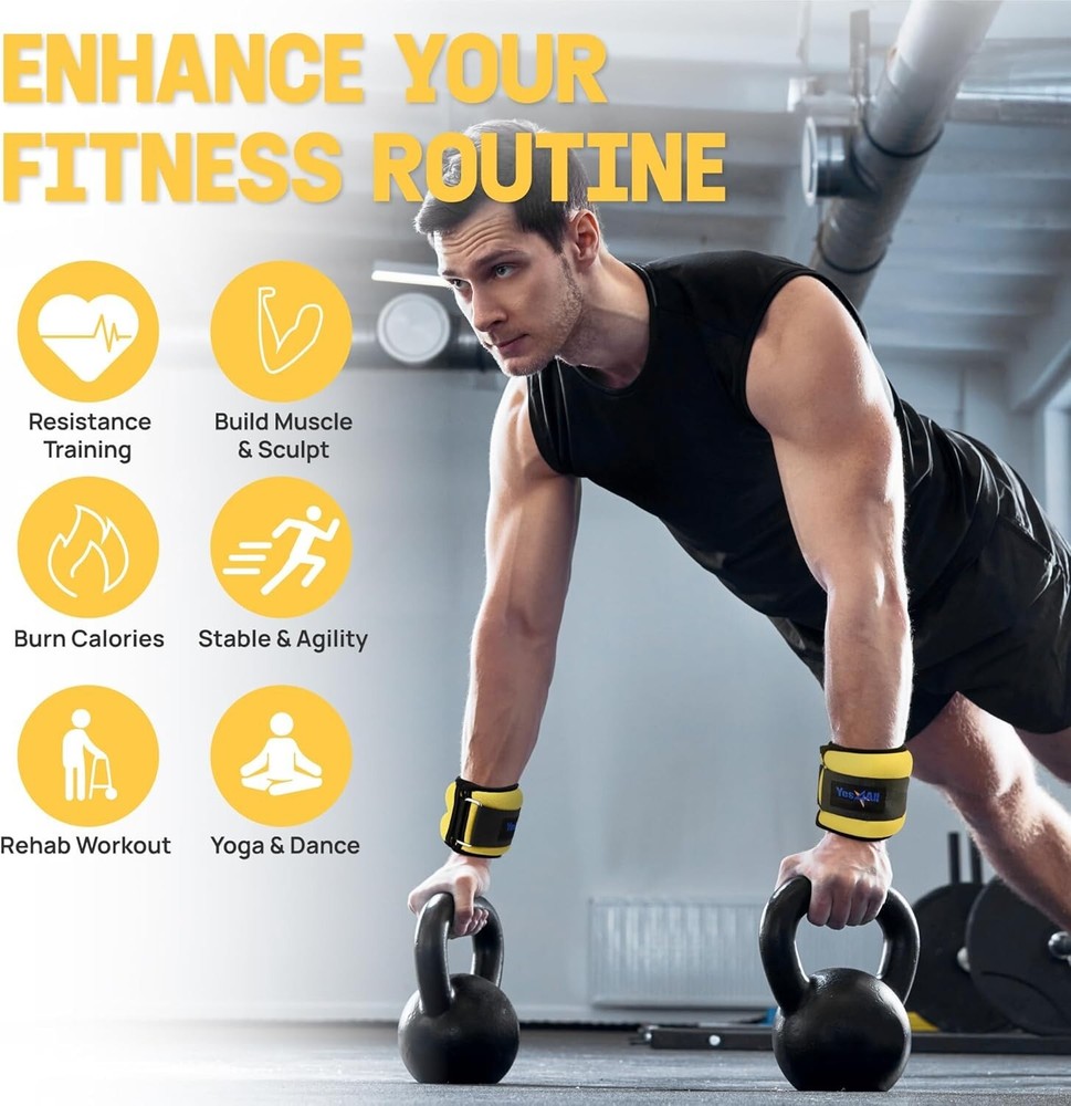 2x4Lbs Neoprene Ankle Weights for Walking, Jogging & Strength Training