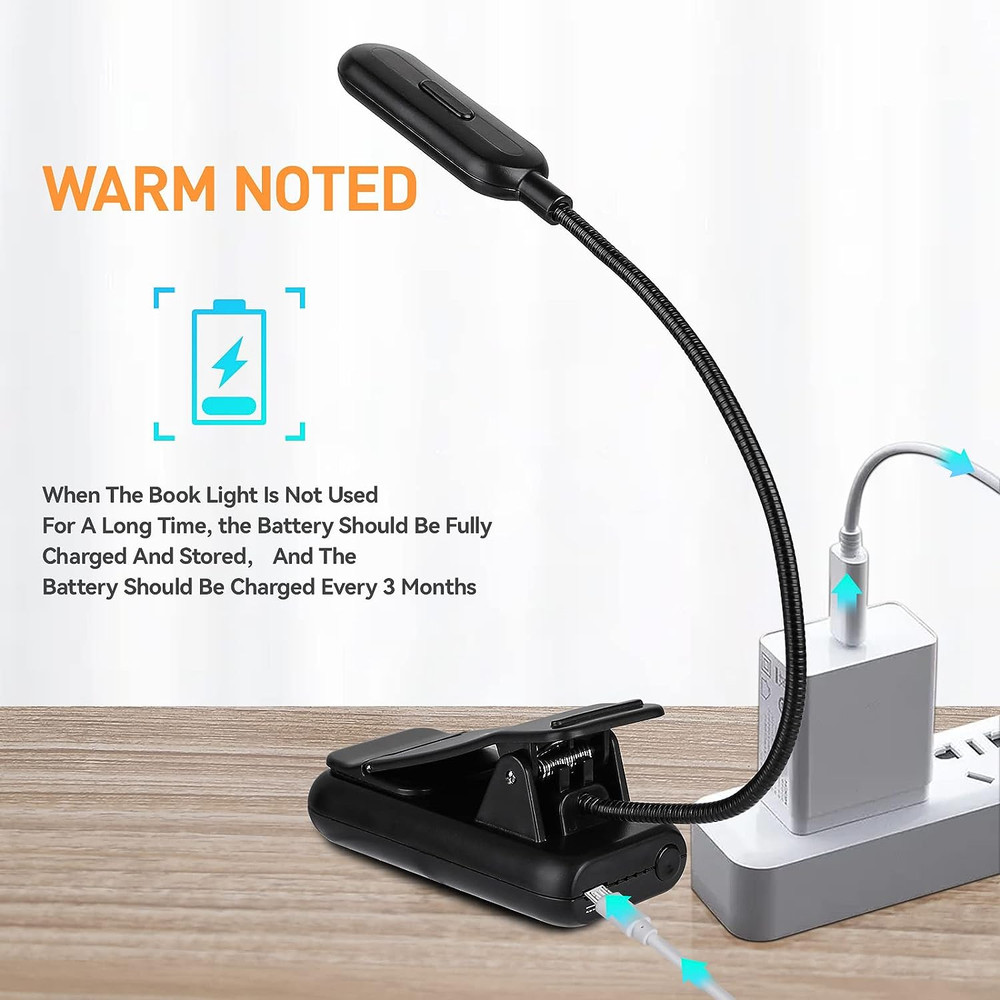 VAVOFO Amber Rechargeable Reading Light, Blue Light Blocking Book Light, 7 Leds