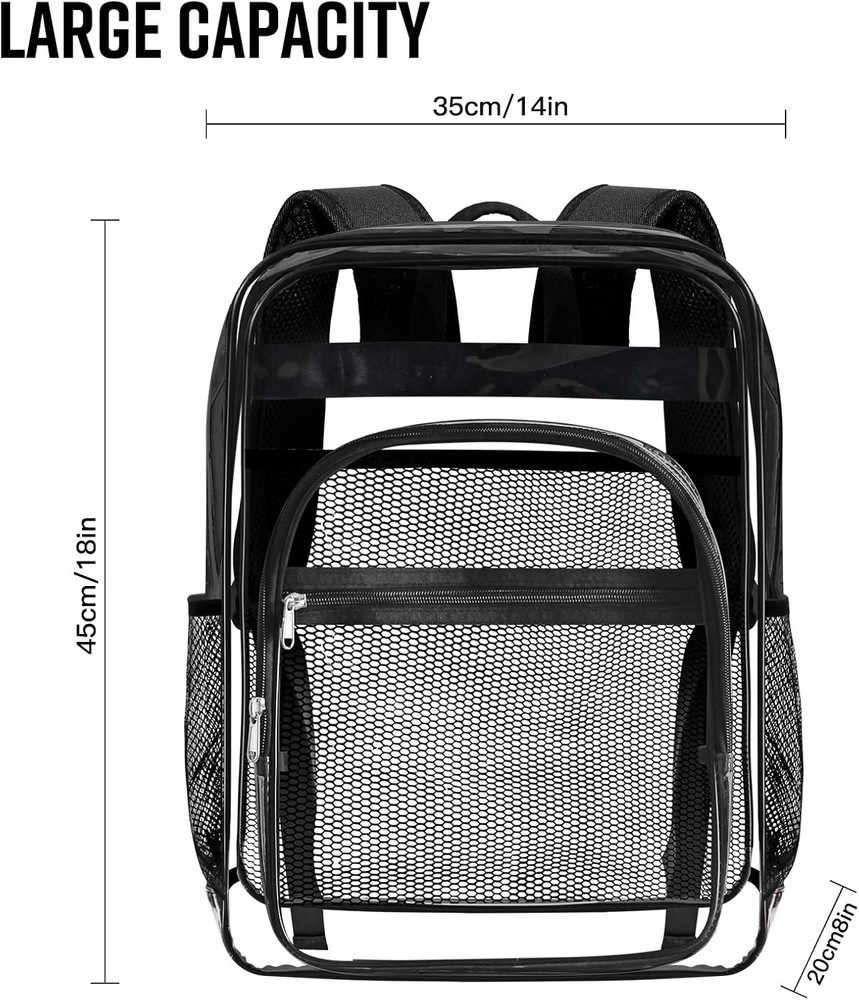 Clear Backpack,Sturdy Shape Heavy Duty Large C-clear