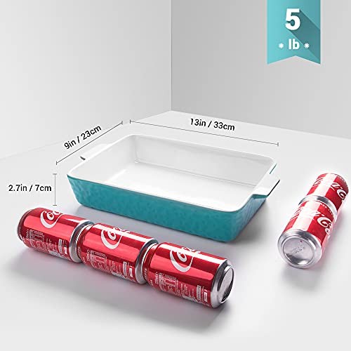 Baking Dishes, Rectangular Bakeware Set Ceramic Baking Pan Lasagna Aquamarine