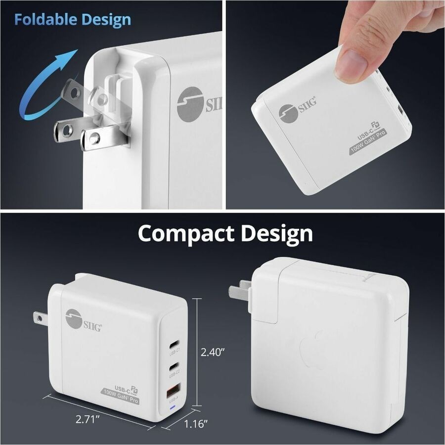 SIIG 100W GaN PD Combo Charger - 2C1A
