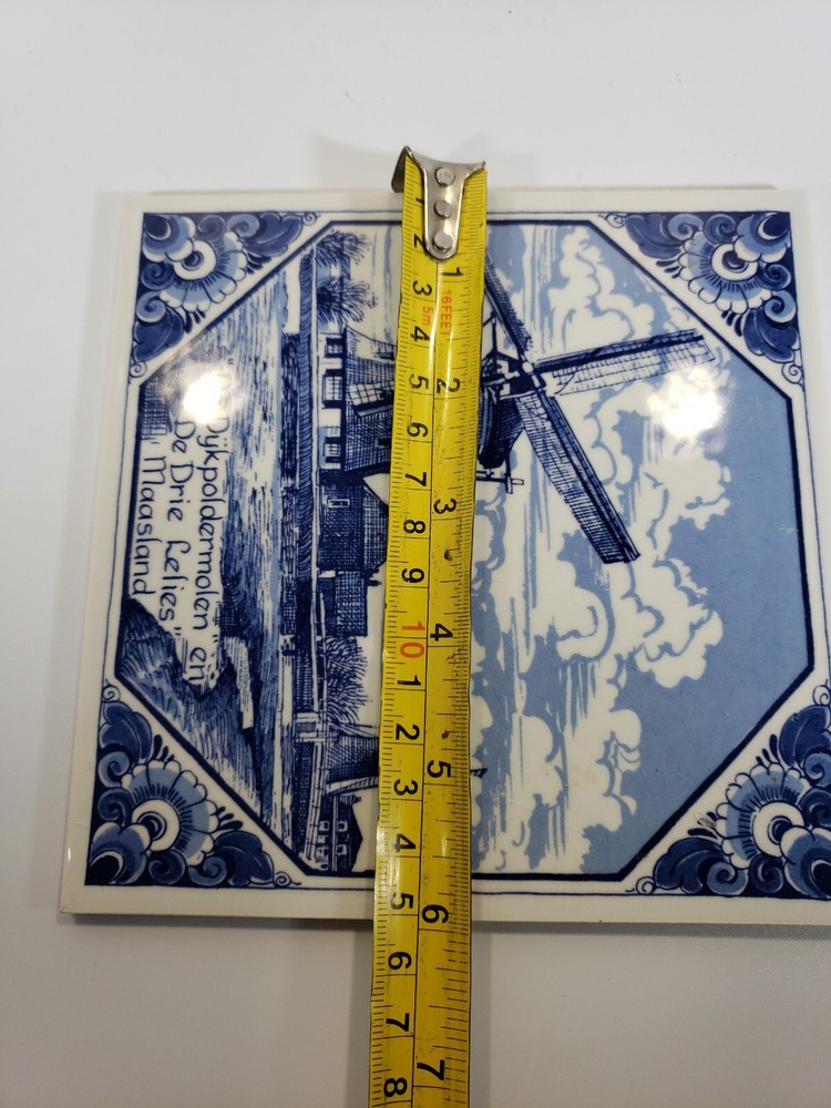 Delft Blue And White Tile Holland Windmill