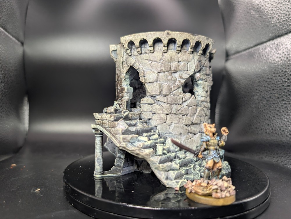 Well painted ruined tower d&d miniatures terrain