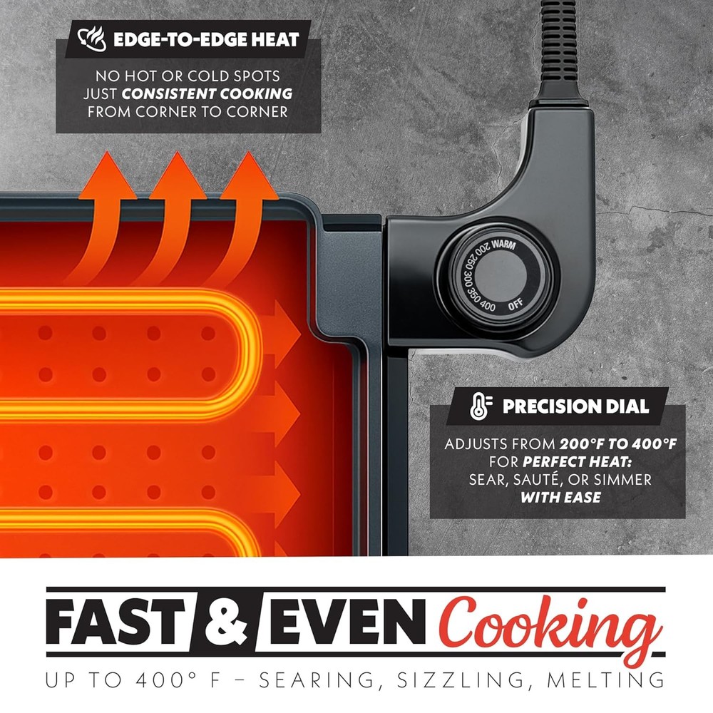 22-Inch XL Electric Griddle Pan - Nonstick Extra Large Ceramic Surface