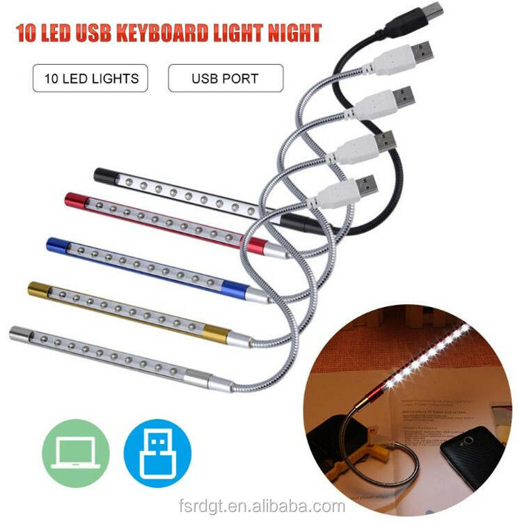 USB LED LIGHT / 10-LED's / FLEXIBLE LAMP / READING LIGHT color ( SILVER )