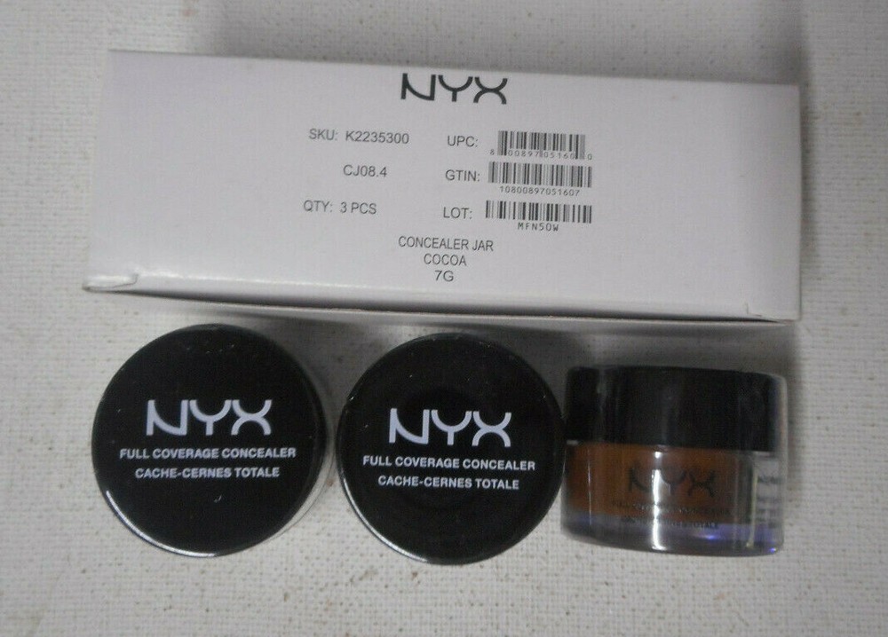 3 jar lot NYX FULL COVERAGE CONCEALER COCOA sealed NIB