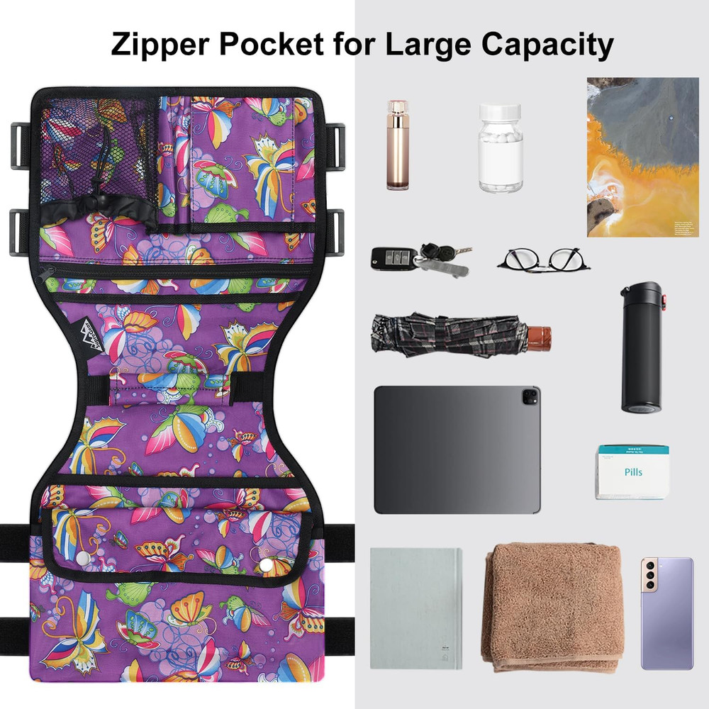 Walker Side Bag, Storage Pouch W/Cup Holder for Folding Walker, Waterproof Caddy