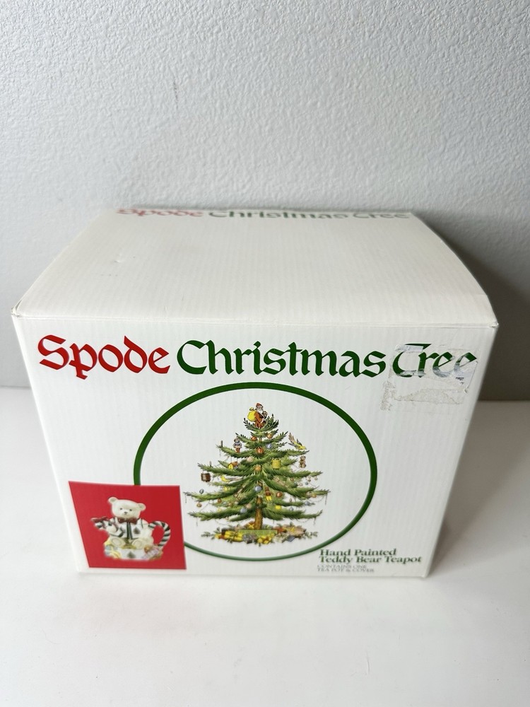 SPODE HAND PAINTED TEDDY BEAR TEAPOT - NEW IN BOX - CHRISTMAS TREE COLLECTION