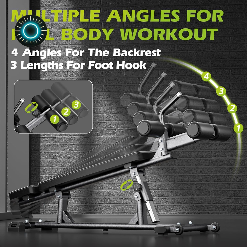 Semi-Commercial Sit-Up Bench with Reverse Crunch Handle for Ab & Core Workout ..