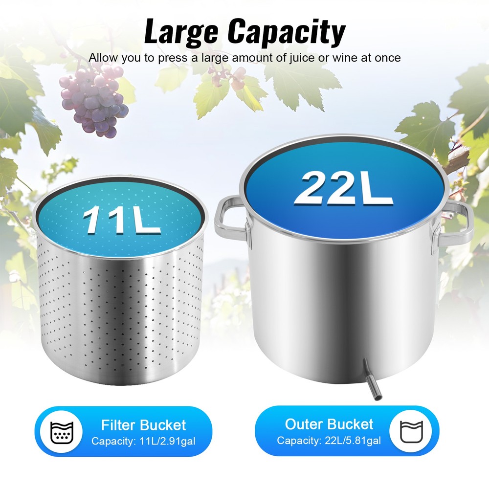 Fruit Press Crusher Grinder Apple Juice Wine Cider & Hydraulic Jack Fruit Press