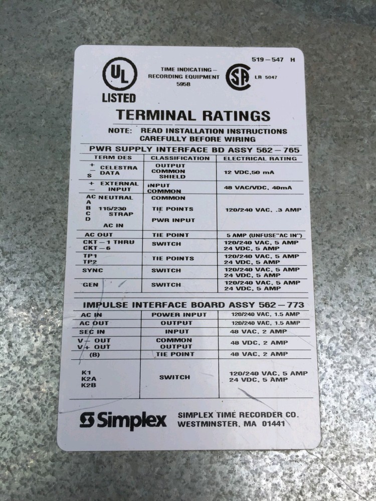 Simplex 6400-9004 Master Time Control Center