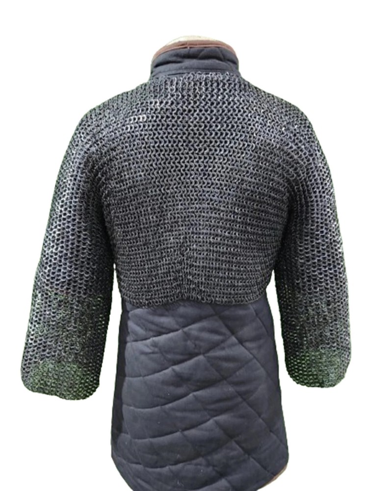 Chain Mail Half Shirt Flat Riveted with Solid rings Chain Mail Jacket Tapered