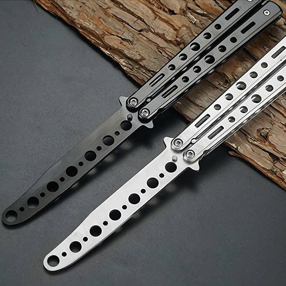 2Pack Butterfly Trainer Training Dull Tool Metal Knifes Practice Stainless BLACK