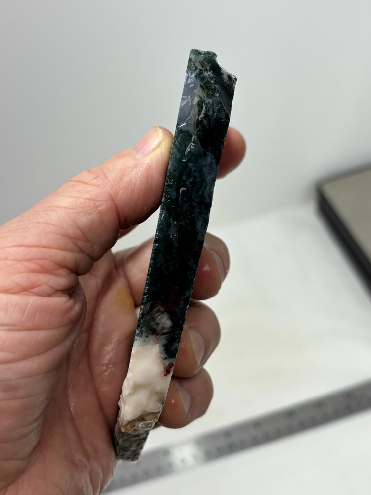 Semi-translucent Moss Agate Slab Cabbing Lapidary Carving Combo Ship Avail