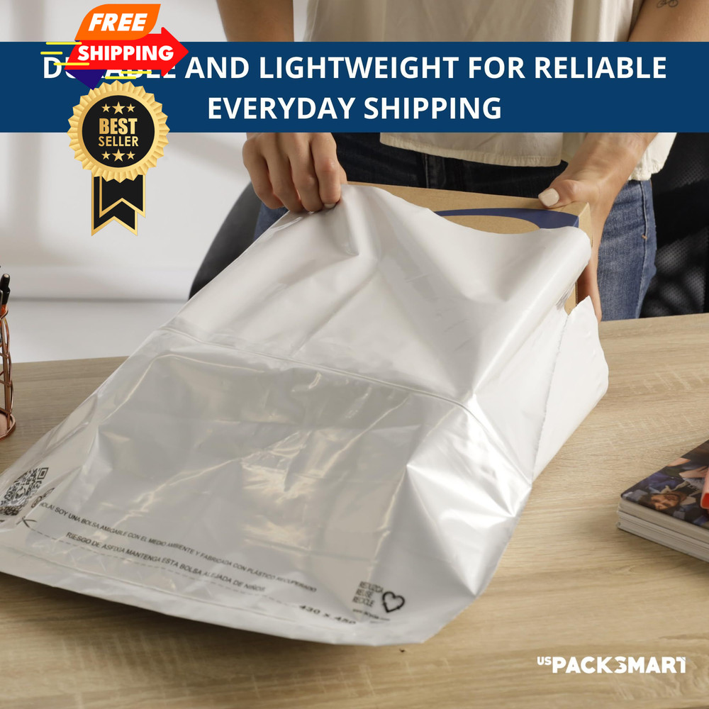 US PACK SMART White Plastic Poly Mailers 10"x13" / 100 Pack, Arctic