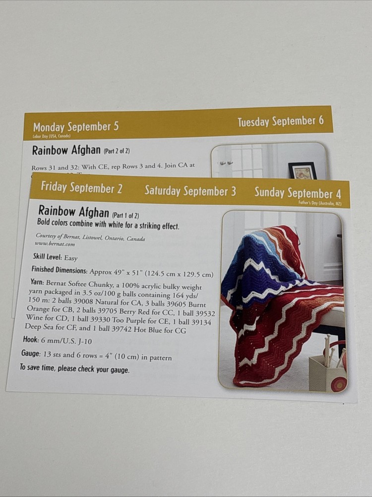 Rainbow Afghan Crochet Pattern Cards Pages