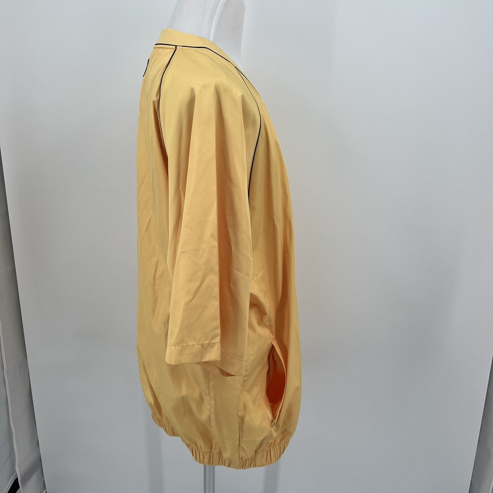 FJ FootJoy Men's Windbreaker Golf Pullover XL Extra Large Solid Yellow Navy Trim