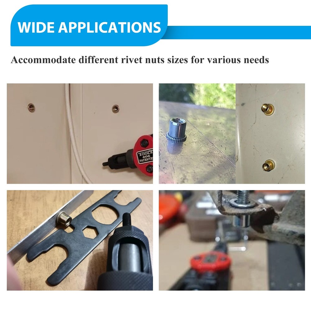 1510PC Rivet Nut Gun Kit Rivnut Setting Tools Nut Setter Tool Hand Blind Riveter