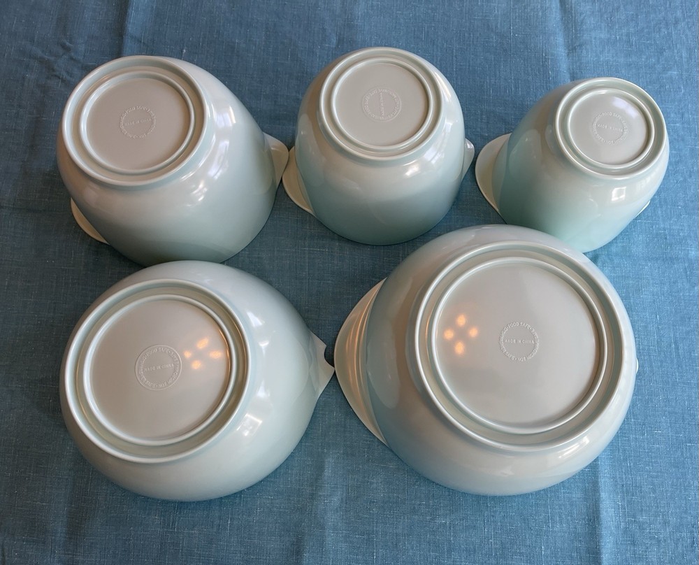5 Sizes Melamine Pour Spout Nesting Mixing Bowls Robin Egg Blue