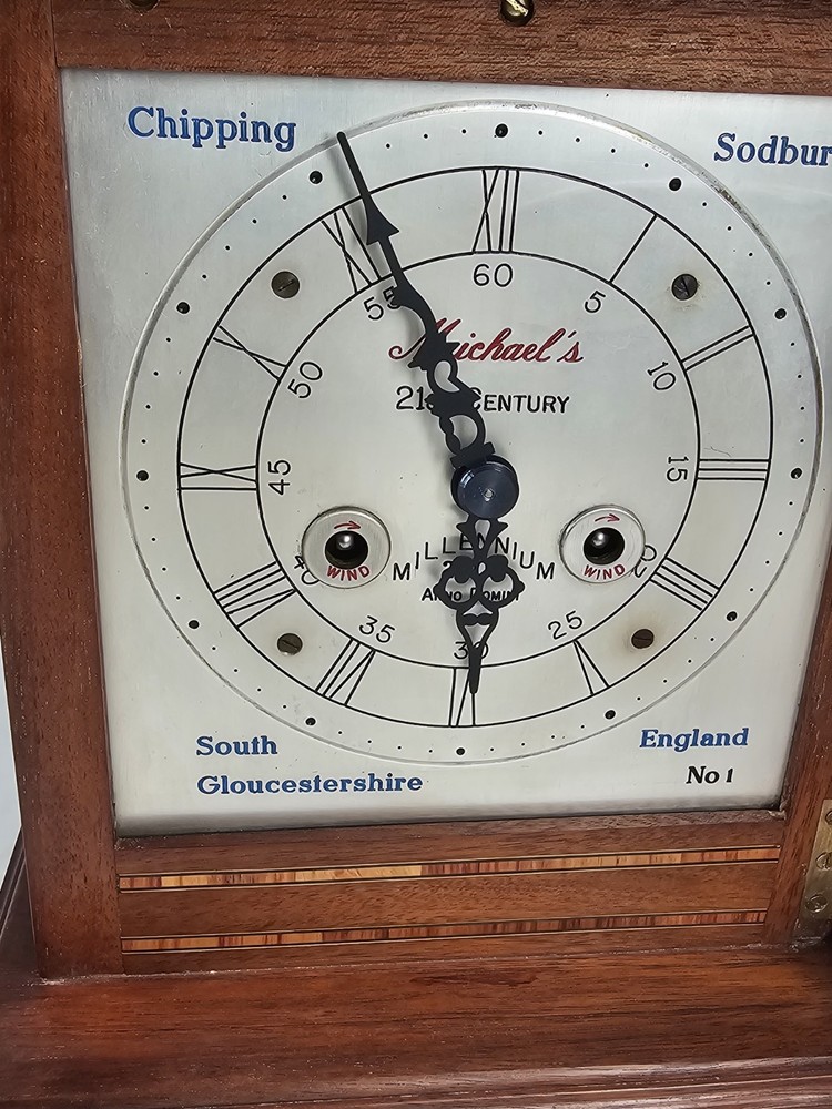 Rare Solid Oak 2 Bells Bracket Clock Chipping Sodbury