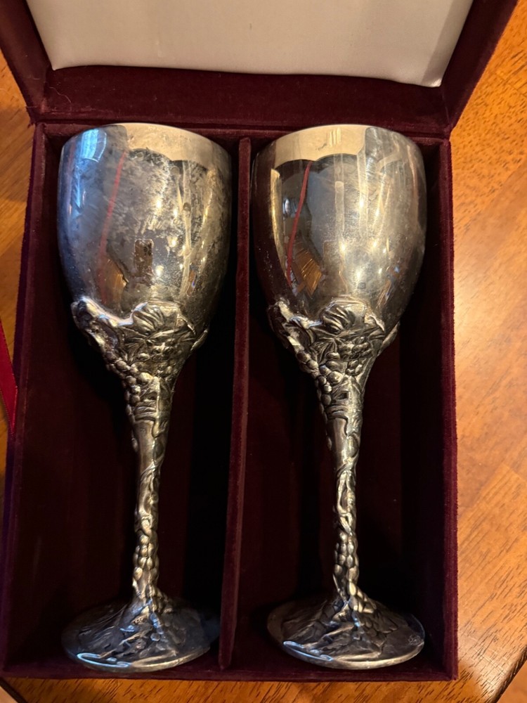 Neiman Marcus 9.5" Silver Plate 2 Goblet Set