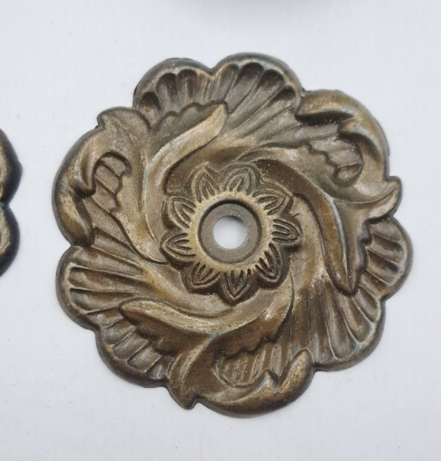 Vintage Drawer Knobs Cabinet Pulls Metal & Brass Pair