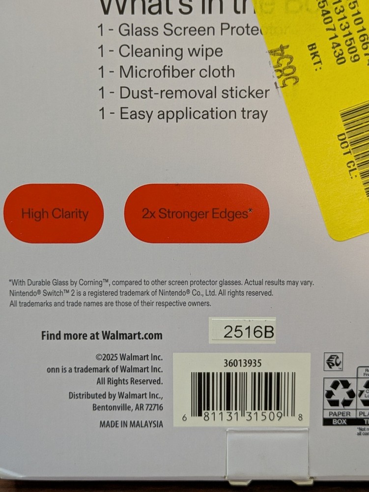 onn Glass Screen Protector for NINTENDO SWITCH 2