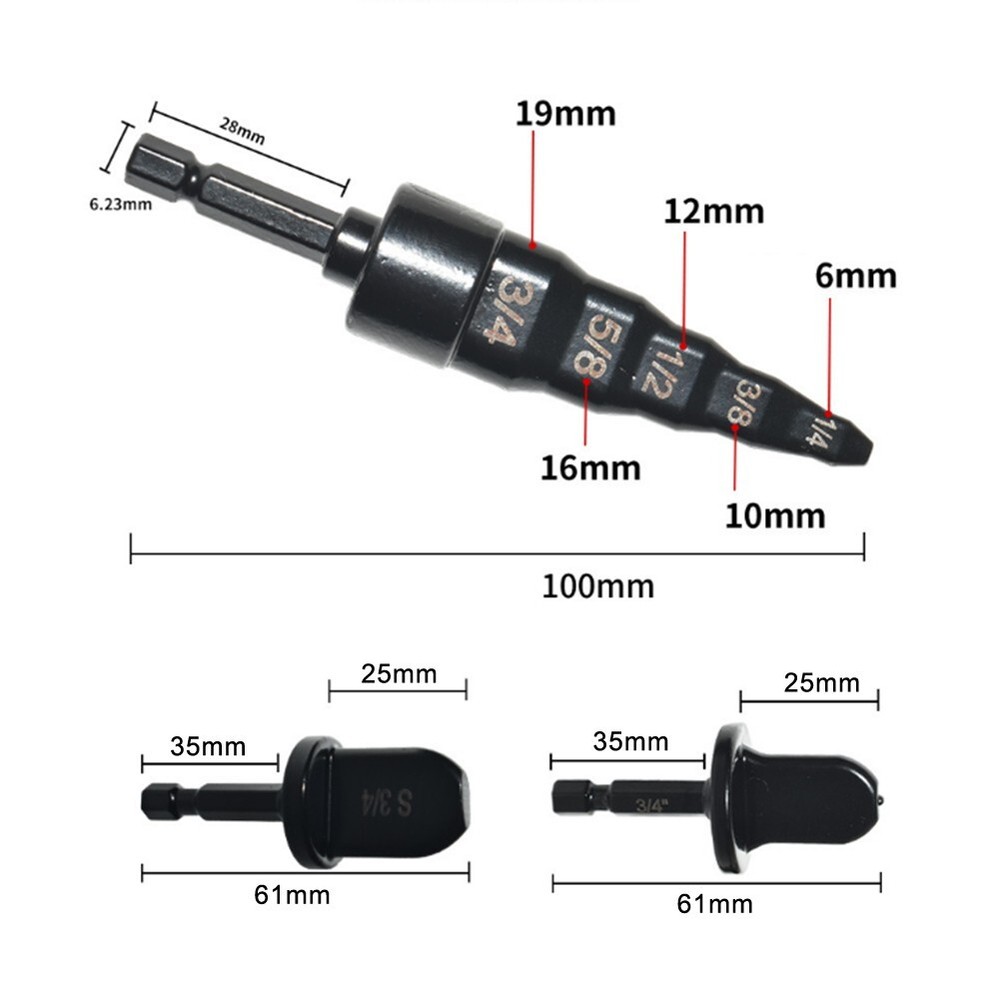 New 7pcs Air Conditioning Copper Pipe Expander Hexagonal Shank Drill Bit Reaming