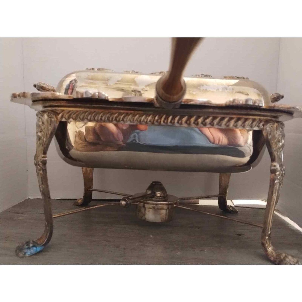 Poole OLD ENGLISH EPC #5020 Rectangular Chafing Dish Lid Burner & Stand 5 pc set